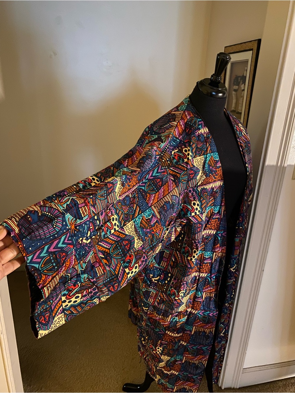 Unique Multicolor Tribal Mask Kimono Jacket